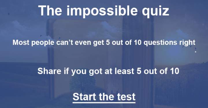 Aim to achieve a minimum of 5 out of 10 on this challenging mixed knowledge quiz.