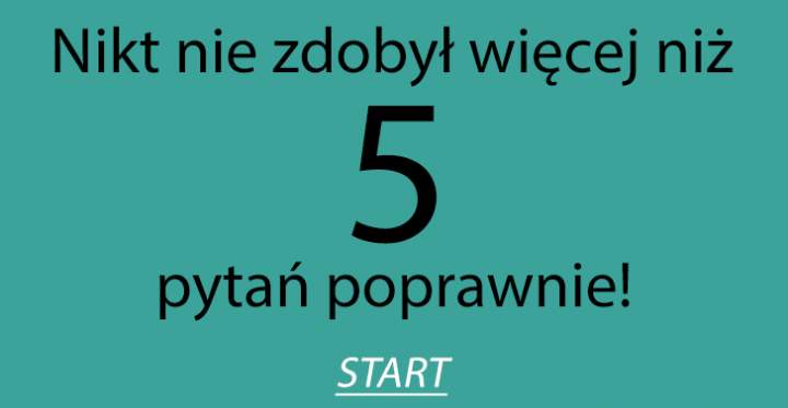 NIKT NIE ZDOBYŁ WIĘCEJ NIŻ 5 PYTAŃ POPRAWNIE!